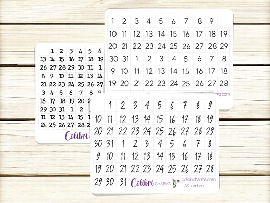 Numbers Stickers | Monthly Stickers | Date Covers | Day Stickers | Seasonal Planner Stickers