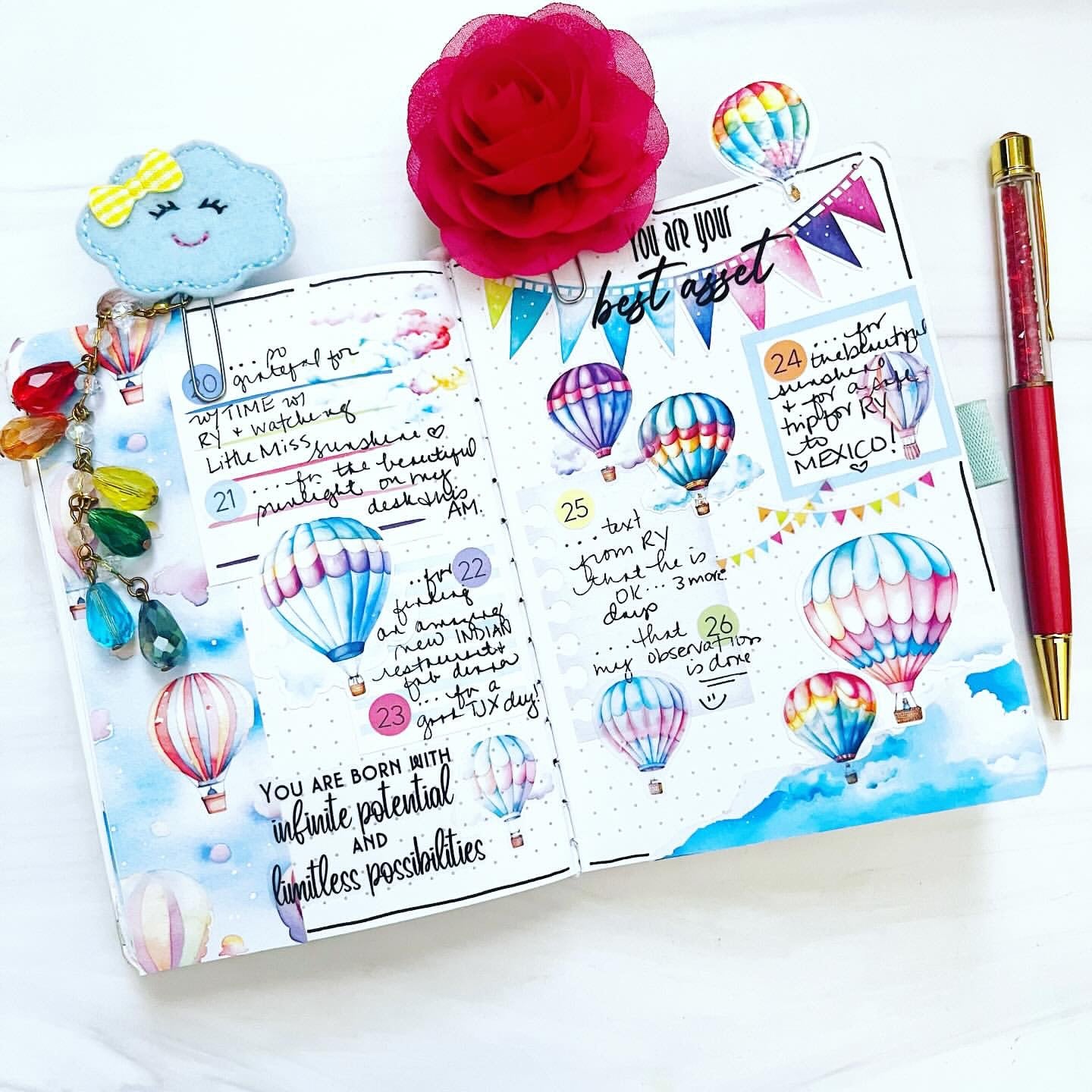 Sky's The Limit Planner Stickers | Hot Air Balloon Deco Stickers | Blue Skies Deco | Spring Summer Planner Sticker Kit | Seasonal Planner Stickers