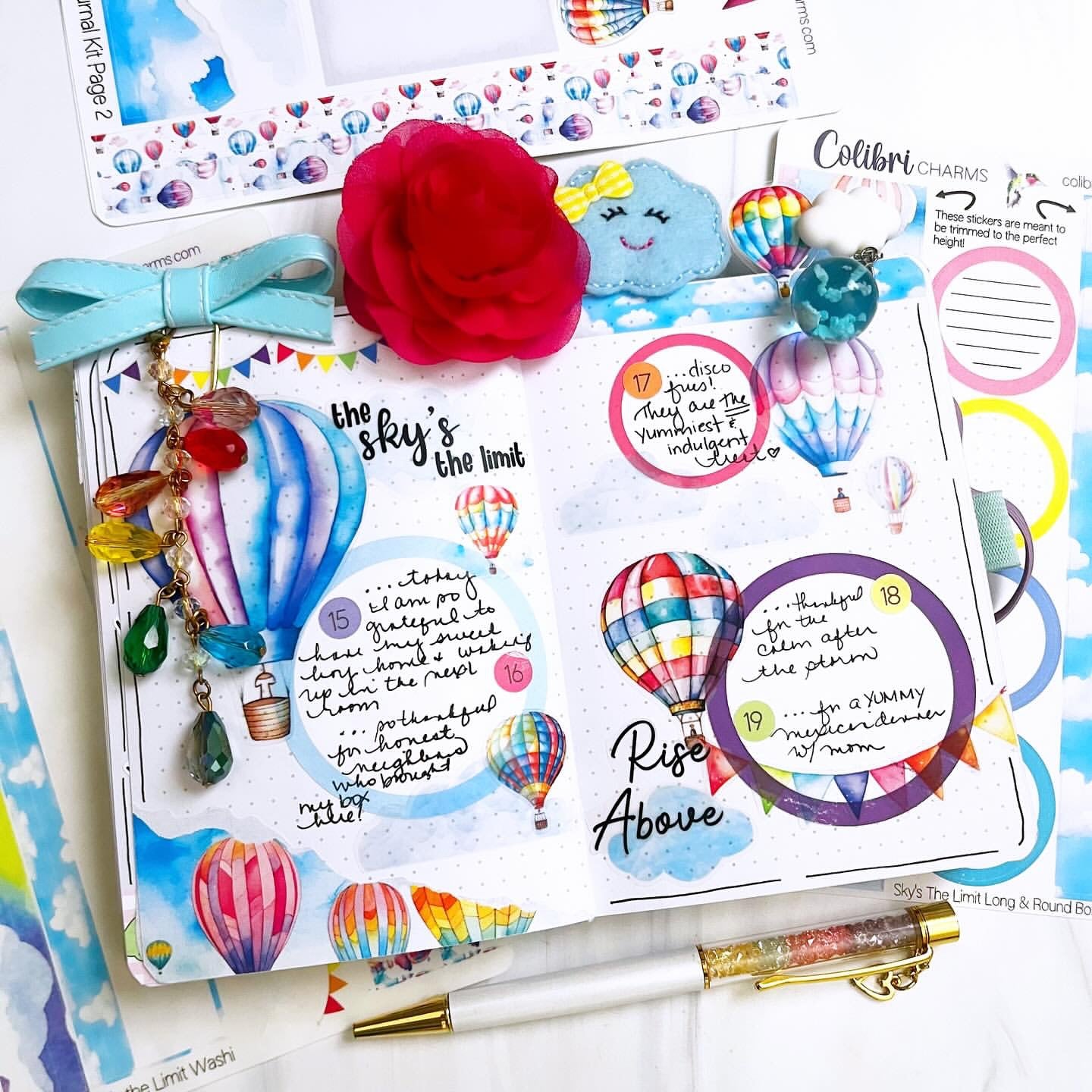 Sky's The Limit Planner Stickers | Hot Air Balloon Deco Stickers | Blue Skies Deco | Spring Summer Planner Sticker Kit | Seasonal Planner Stickers