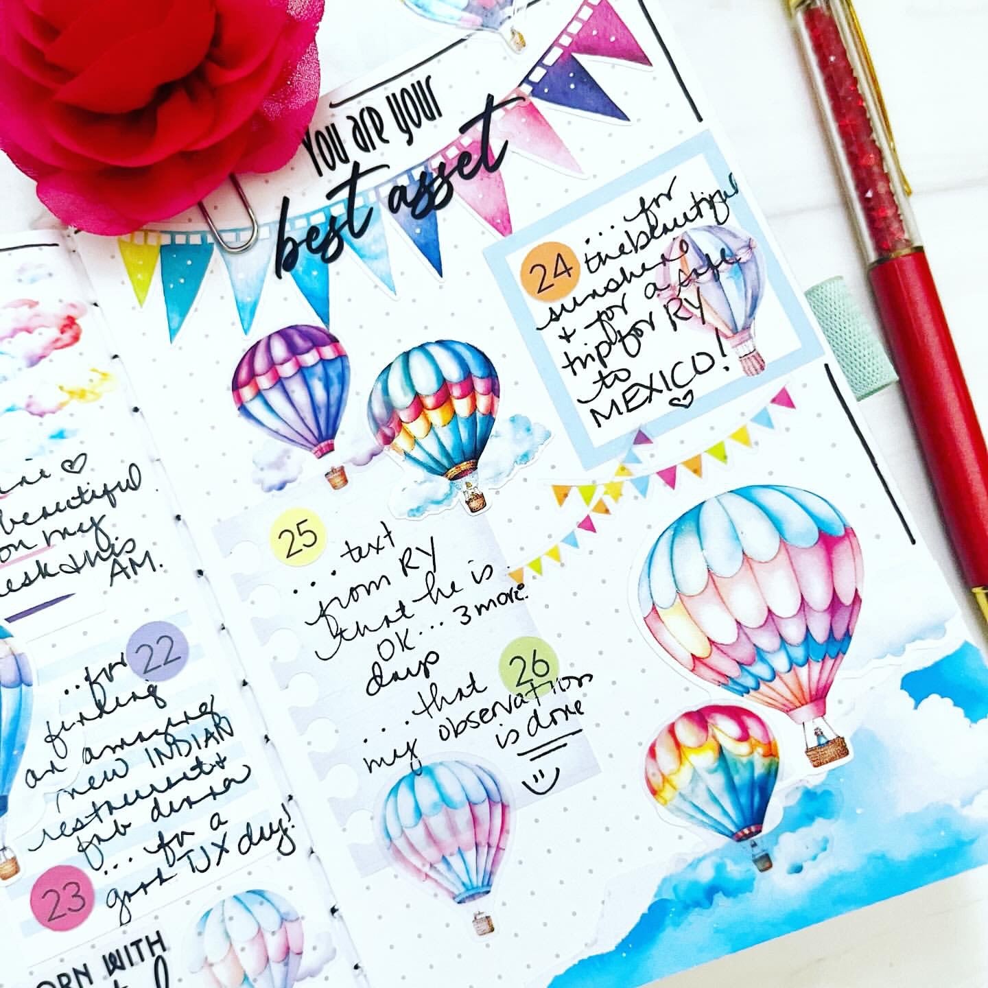Sky's The Limit Planner Stickers | Hot Air Balloon Deco Stickers | Blue Skies Deco | Spring Summer Planner Sticker Kit | Seasonal Planner Stickers