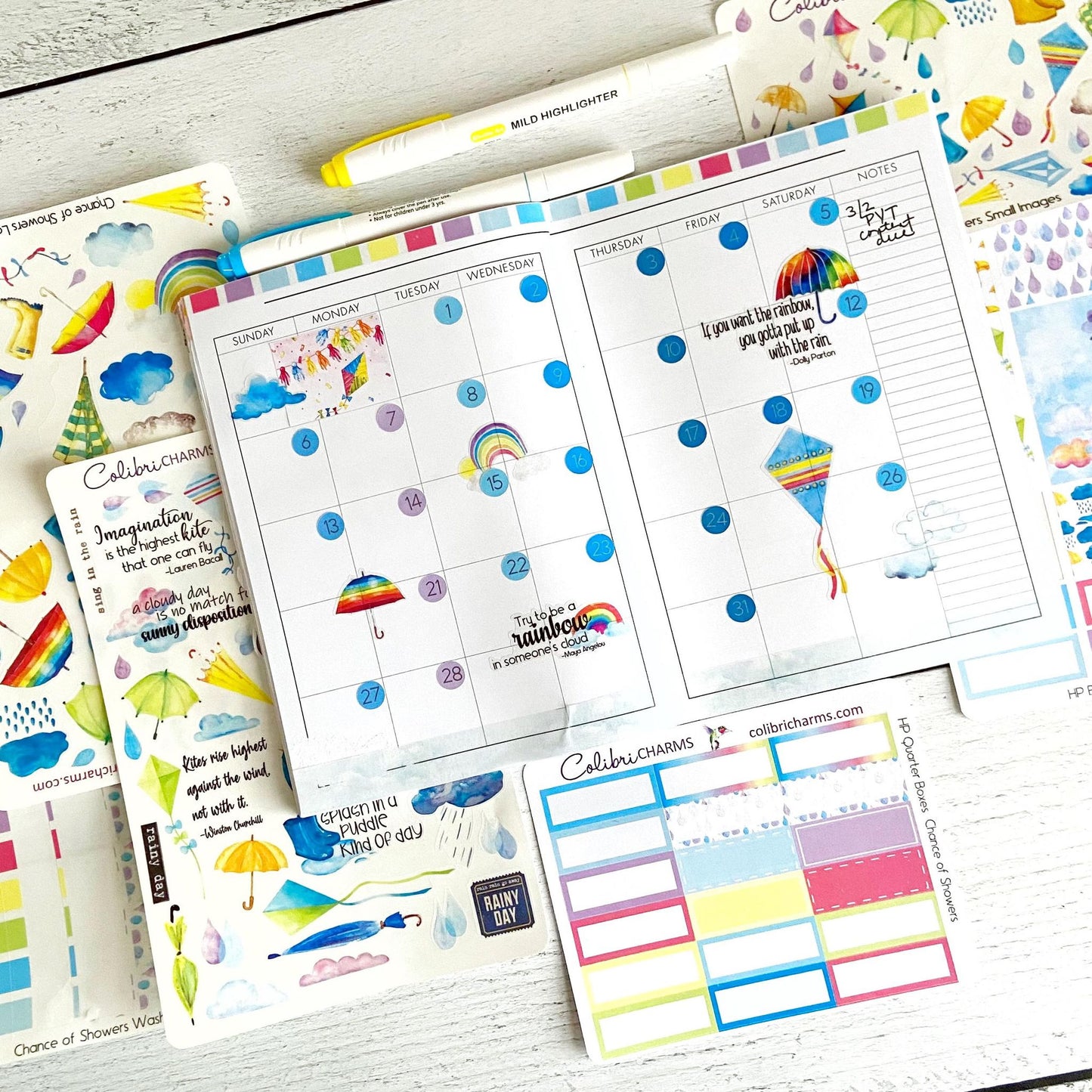 Chance of Showers Planner Stickers | Weather Stickers | Clouds Stickers | Rainbow Stickers | Seasonal Planner Stickers