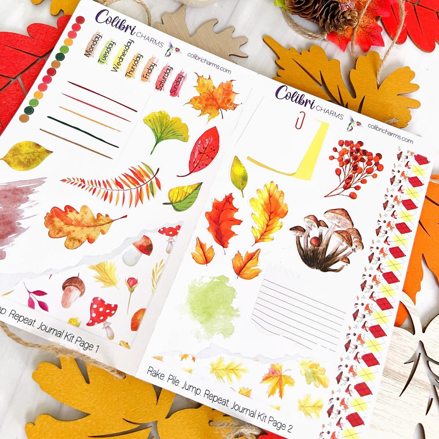 Rake. Pile. Jump. Repeat. Journal Kit, Planner  Stickers, Autumn Journaling, Fall Bujo Kit, Seasonal Planner Stickers