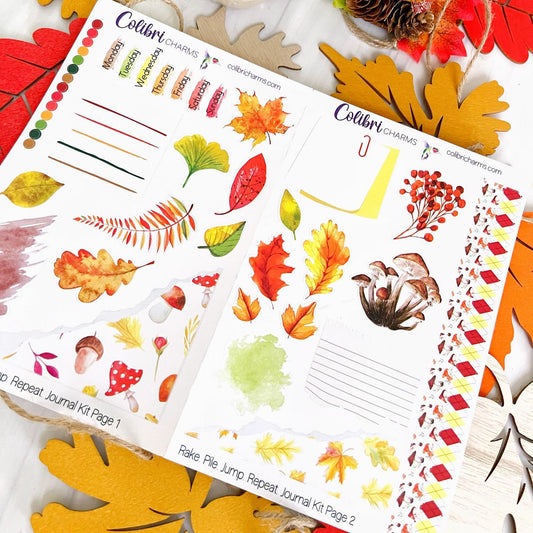 Rake. Pile. Jump. Repeat. Journal Kit, Planner  Stickers, Autumn Journaling, Fall Bujo Kit, Seasonal Planner Stickers
