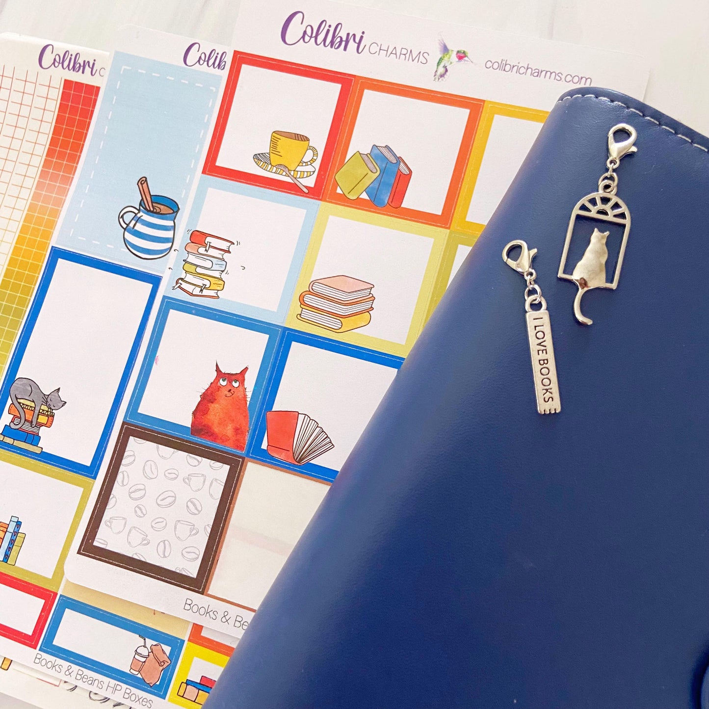 Books & Beans Planner Stickers | Reading Stickers | Coffee and Cats Planner Sticker Kit | Seasonal Planner Stickers