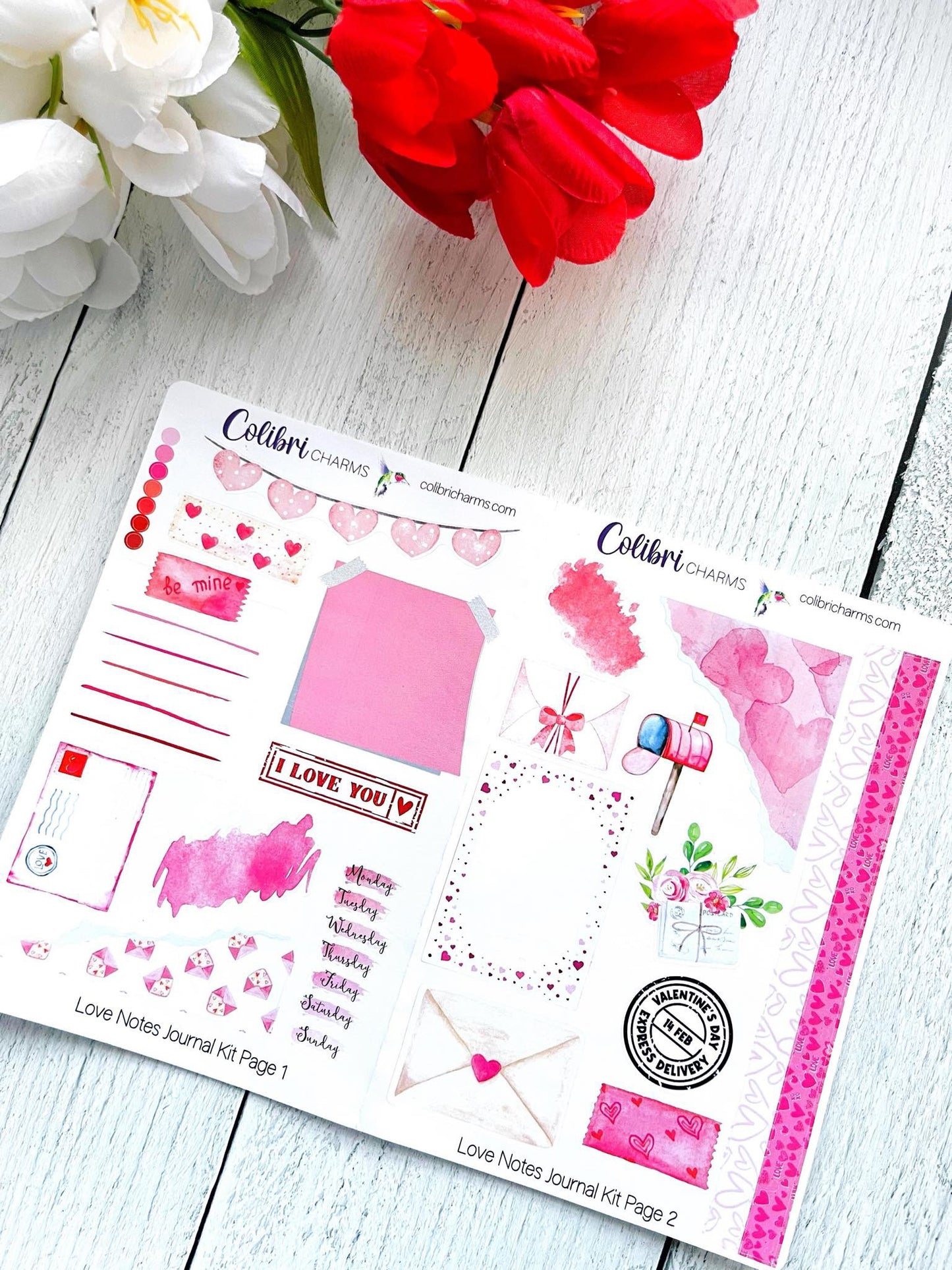 Love Notes Journal Kit, Planner Stickers, Valentine's Day Journaling, Letters Bujo Kit, Seasonal Planner Stickers