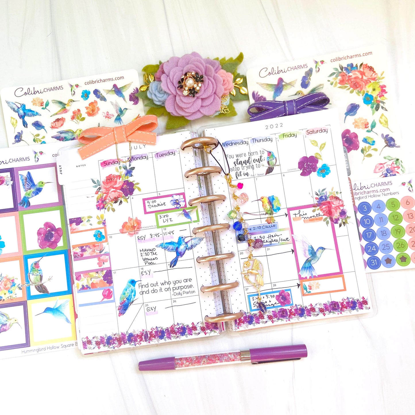 Hummingbird Hollow Watercolor Splotches Planner Stickers | Purple, Pink, Green, Peach Swatch Stickers | Seasonal Planner