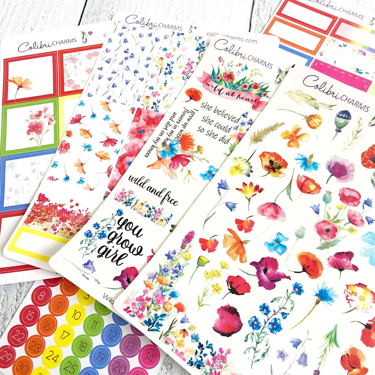 Wild at Heart Planner Stickers | Wildflowers Stickers | Poppy Stickers | Planner Sticker Kit | Seasonal Floral Planner Stickers