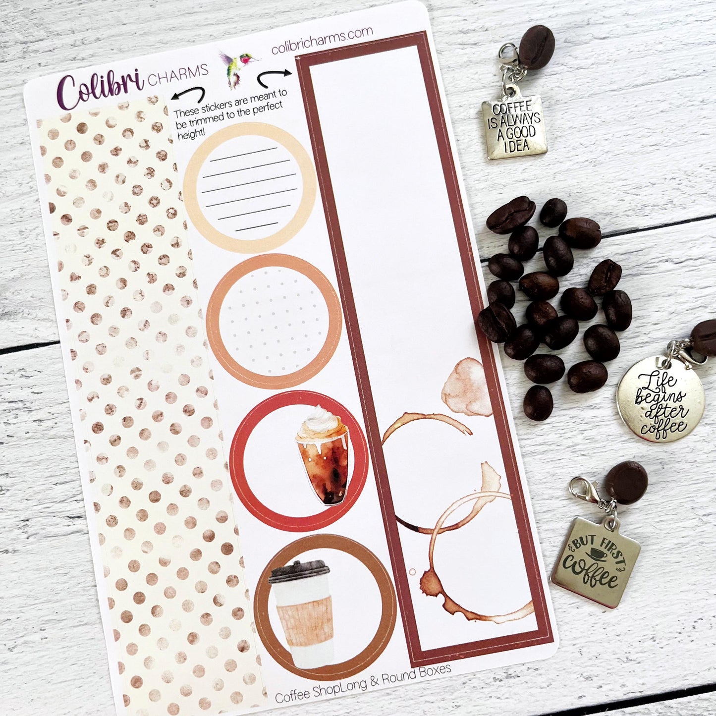 Coffee Shop Box Planner Stickers | Caffeine Lover Happy Planner Stickers | Seasonal Planner | Tea Drinker