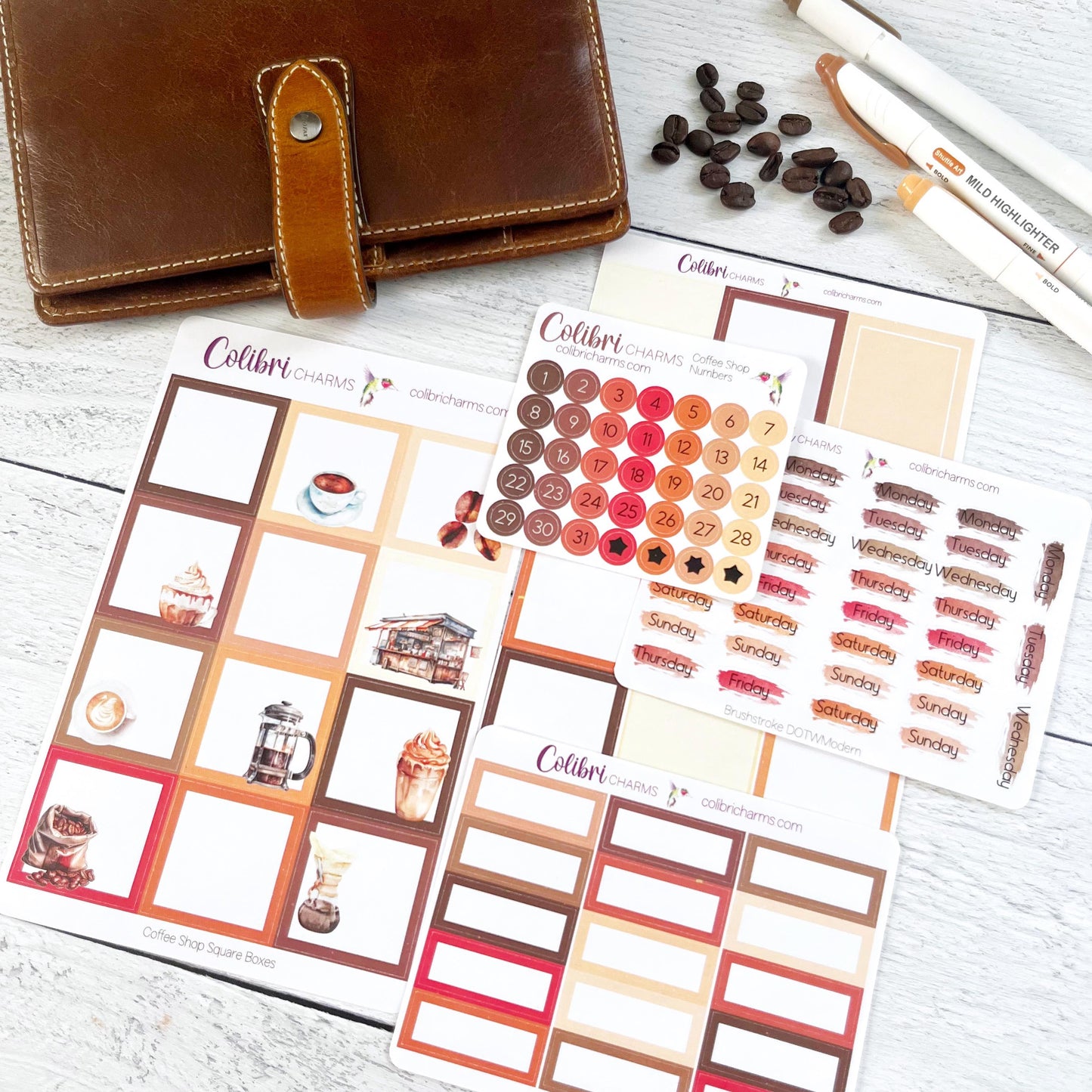 Coffee Shop Box Planner Stickers | Caffeine Lover Happy Planner Stickers | Seasonal Planner | Tea Drinker