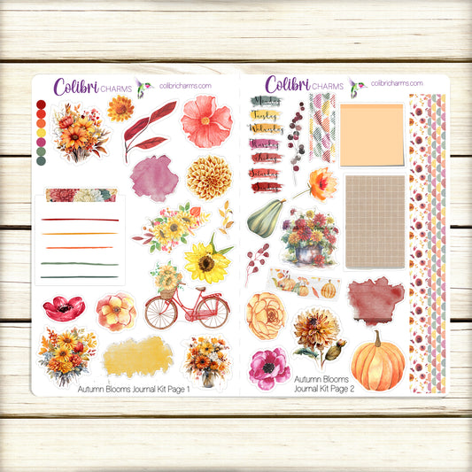Autumn Blooms Journal Kit | Fall Planner Decor | Flower Lover Stickers | Floral Planner Stickers | Bullet | Bujo