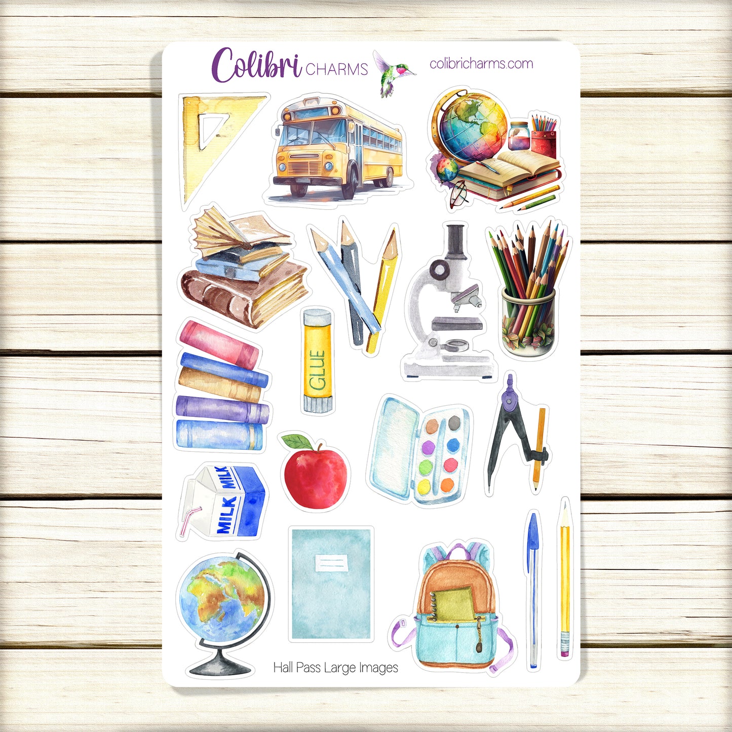 Hall Pass Planner Stickers | School Days Deco Stickers | School-Themed Deco | Study Planner Sticker Kit | Seasonal Planner Stickers