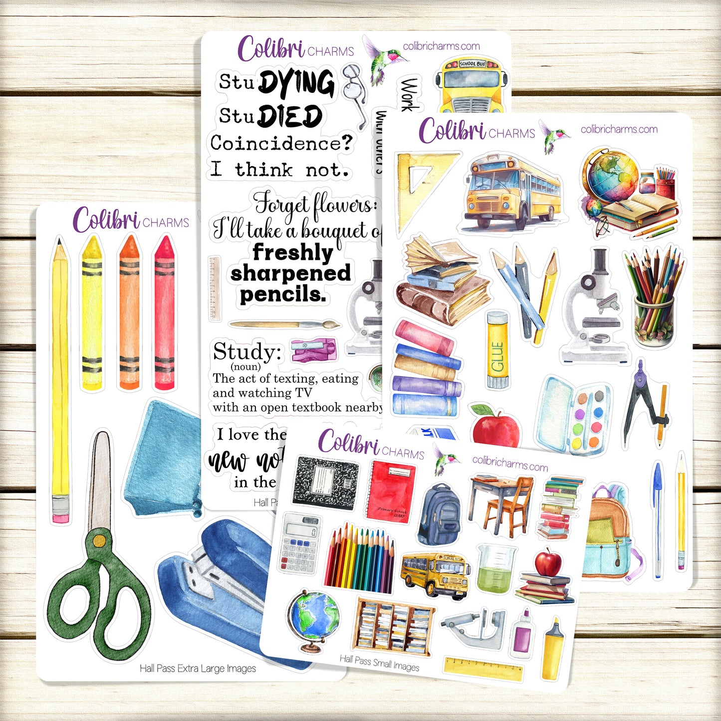 Hall Pass Planner Stickers | School Days Deco Stickers | School-Themed Deco | Study Planner Sticker Kit | Seasonal Planner Stickers