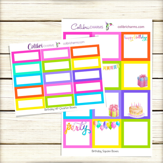 Birthday Box Planner Stickers | Celebration Happy Planner Stickers | Seasonal Planner |