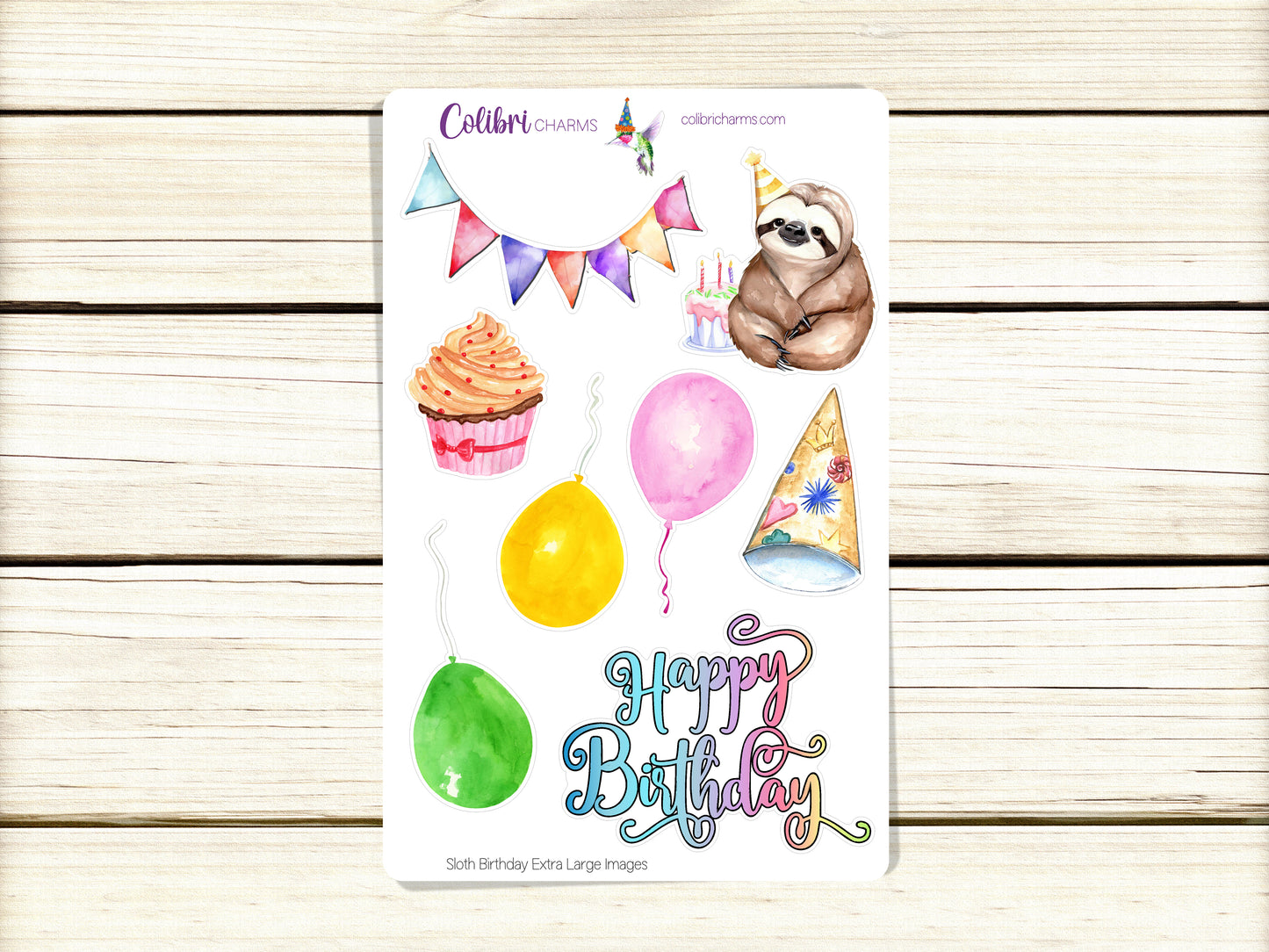 Sloth Birthday Planner Stickers | Celebration Stickers | Seasonal Planner Stickers | Box Stickers