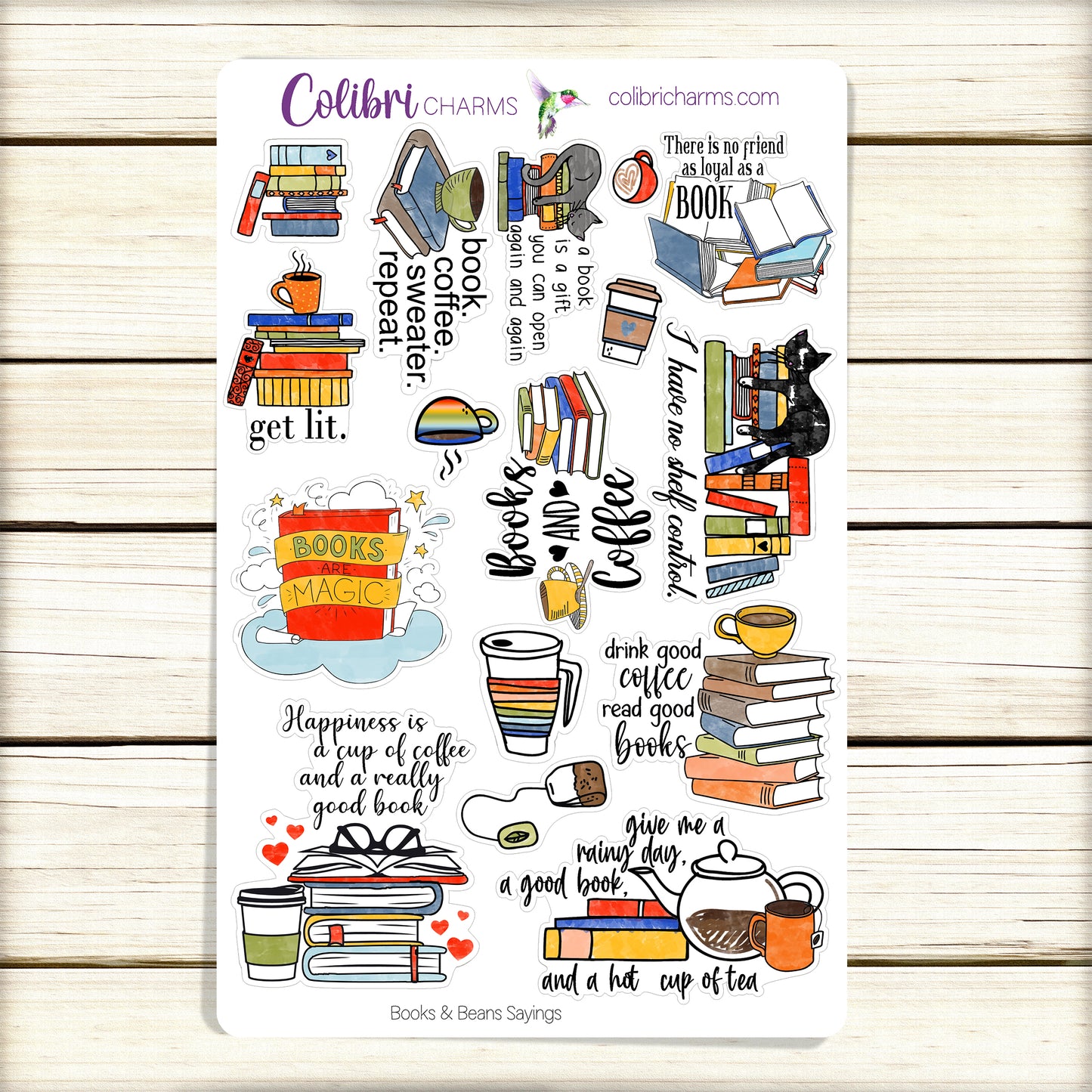 Books & Beans Planner Stickers | Reading Stickers | Coffee and Cats Planner Sticker Kit | Seasonal Planner Stickers