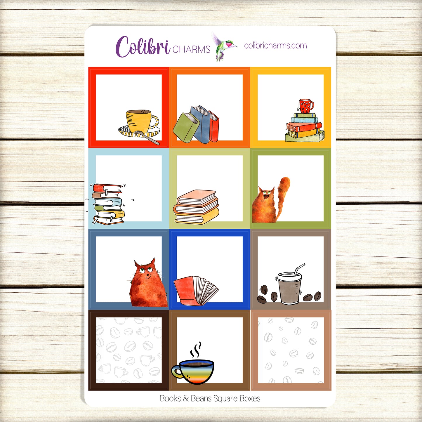 Books & Beans Box Planner Stickers | Reading Stickers | Coffee Lovers Stickers | Happy Planner Stickers | Cat Lover Stickers