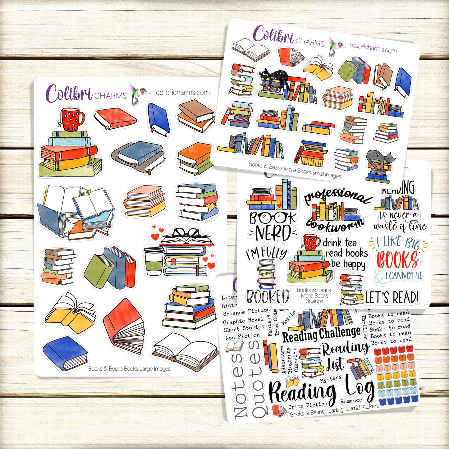 Books & Beans Planner Stickers | Reading Stickers | Coffee and Cats Planner Sticker Kit | Seasonal Planner Stickers
