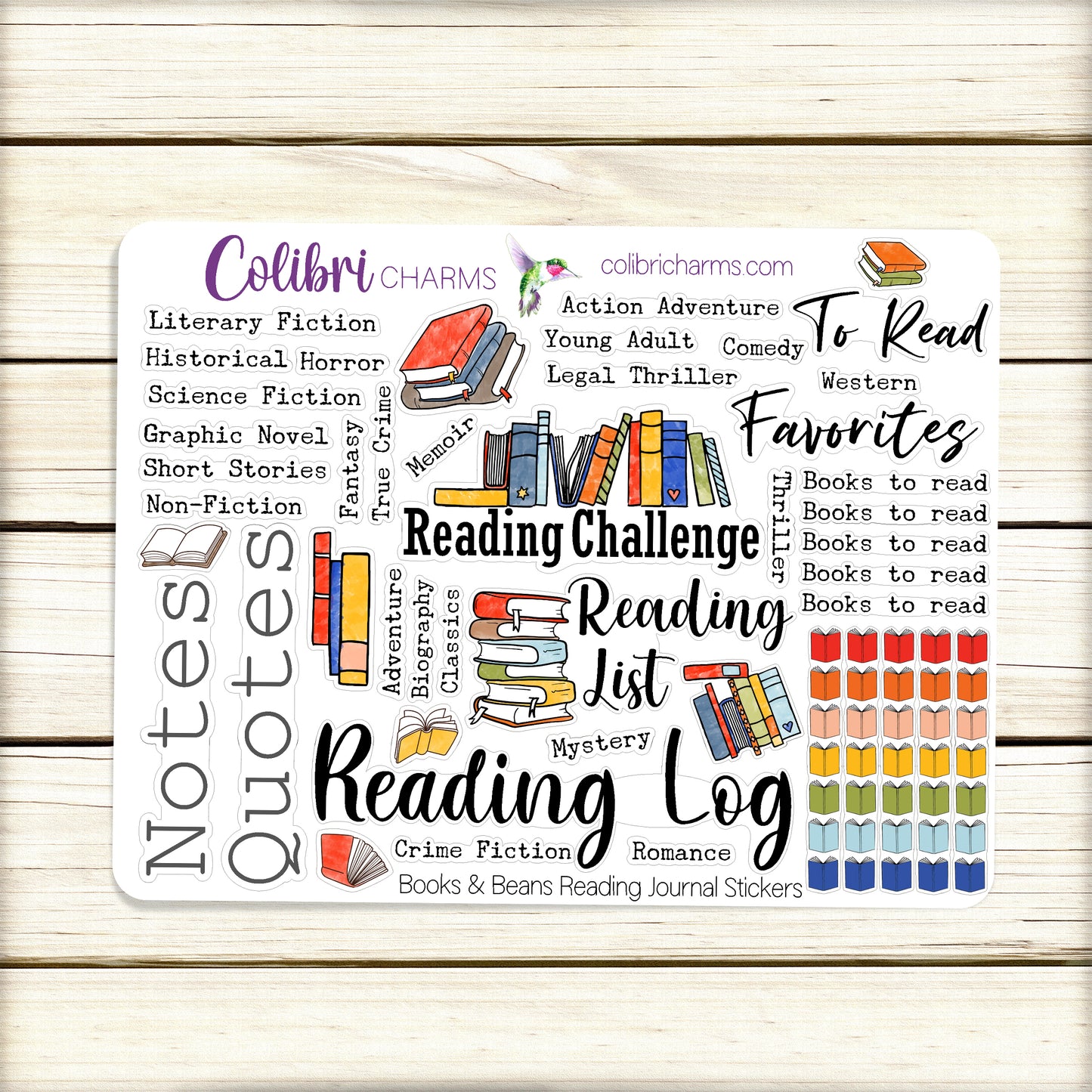 Book Journal Stickers | Reading Log Stickers | Bibliophile Planner Sticker Kit | Books & Beans Deco Stickers | Reader Challenge | Book Tracker |