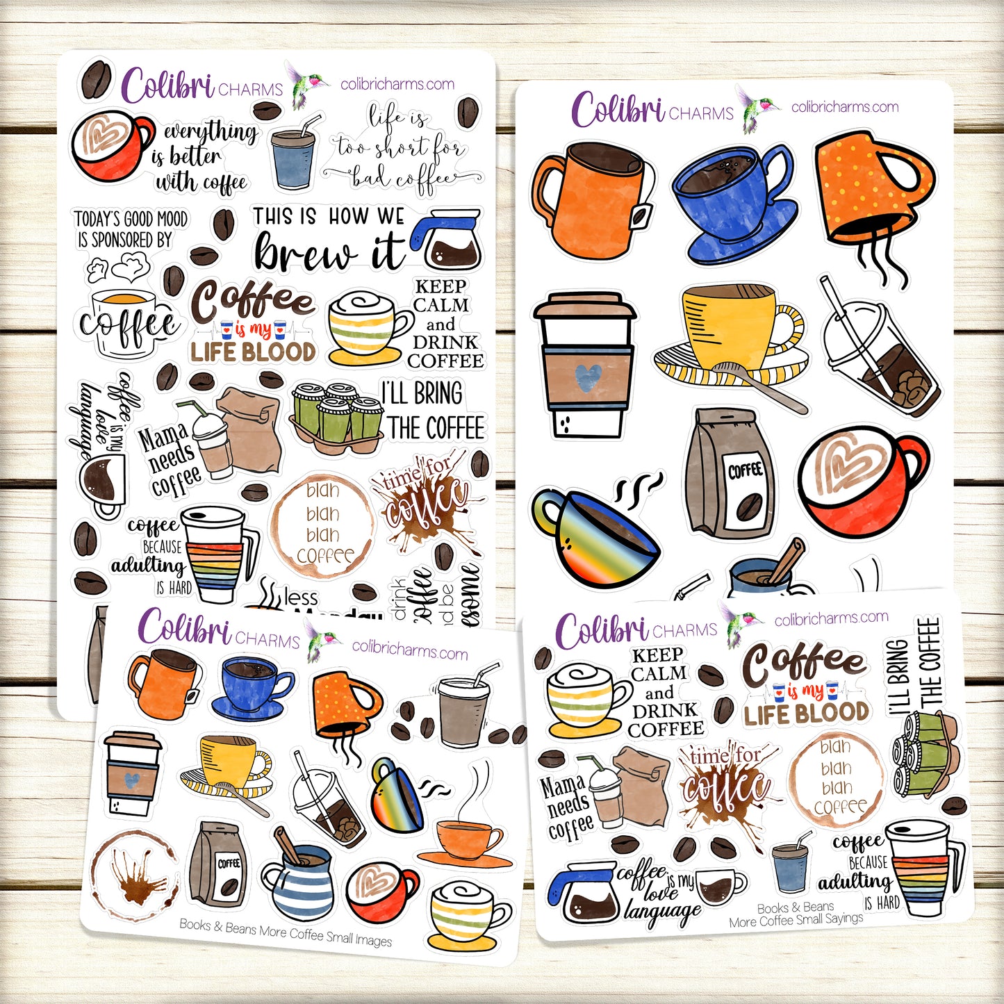 Books & Beans Planner Stickers | Reading Stickers | Coffee and Cats Planner Sticker Kit | Seasonal Planner Stickers