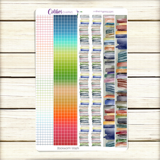 Bookworm Washi Strip Stickers | Reading Deco | Book Lover's Planner Stickers | Seasonal Planner Stickers