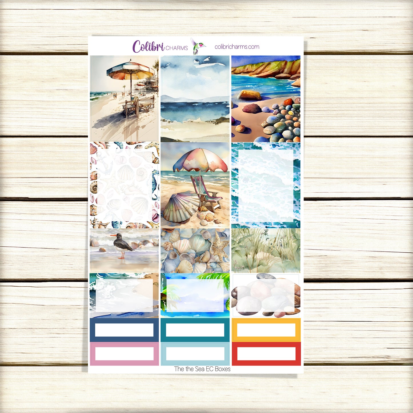 By the Sea Box Planner Stickers | Beach Vacation Happy Planner Stickers | Seasonal Planner |