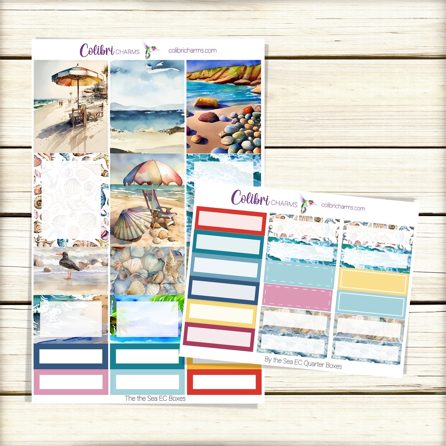 By the Sea Box Planner Stickers | Beach Vacation Happy Planner Stickers | Seasonal Planner |