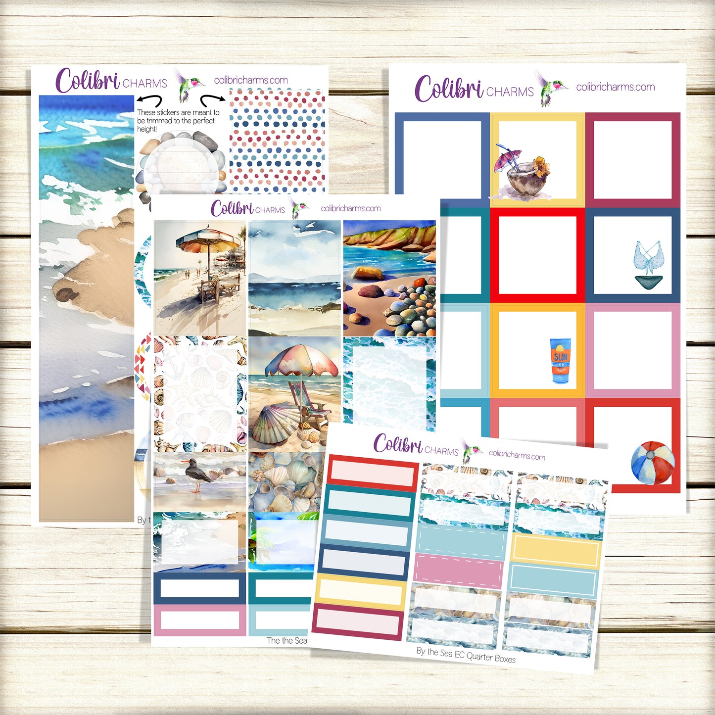 By the Sea Box Planner Stickers | Beach Vacation Happy Planner Stickers | Seasonal Planner |