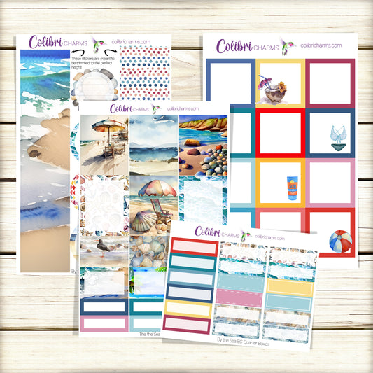 By the Sea Box Planner Stickers | Beach Vacation Happy Planner Stickers | Seasonal Planner |