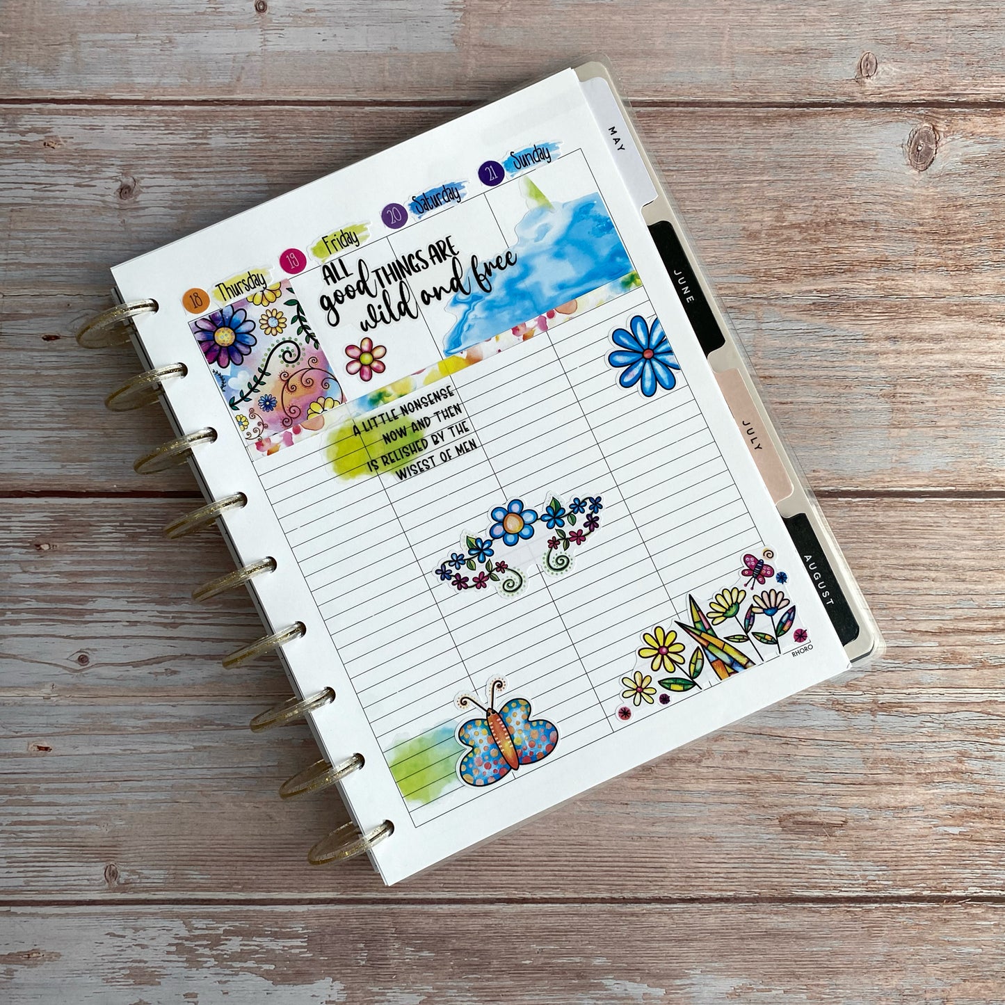 Doodled Garden Corner Stickers | Whimsical Deco Planner Stickers | Fun Corner Friday