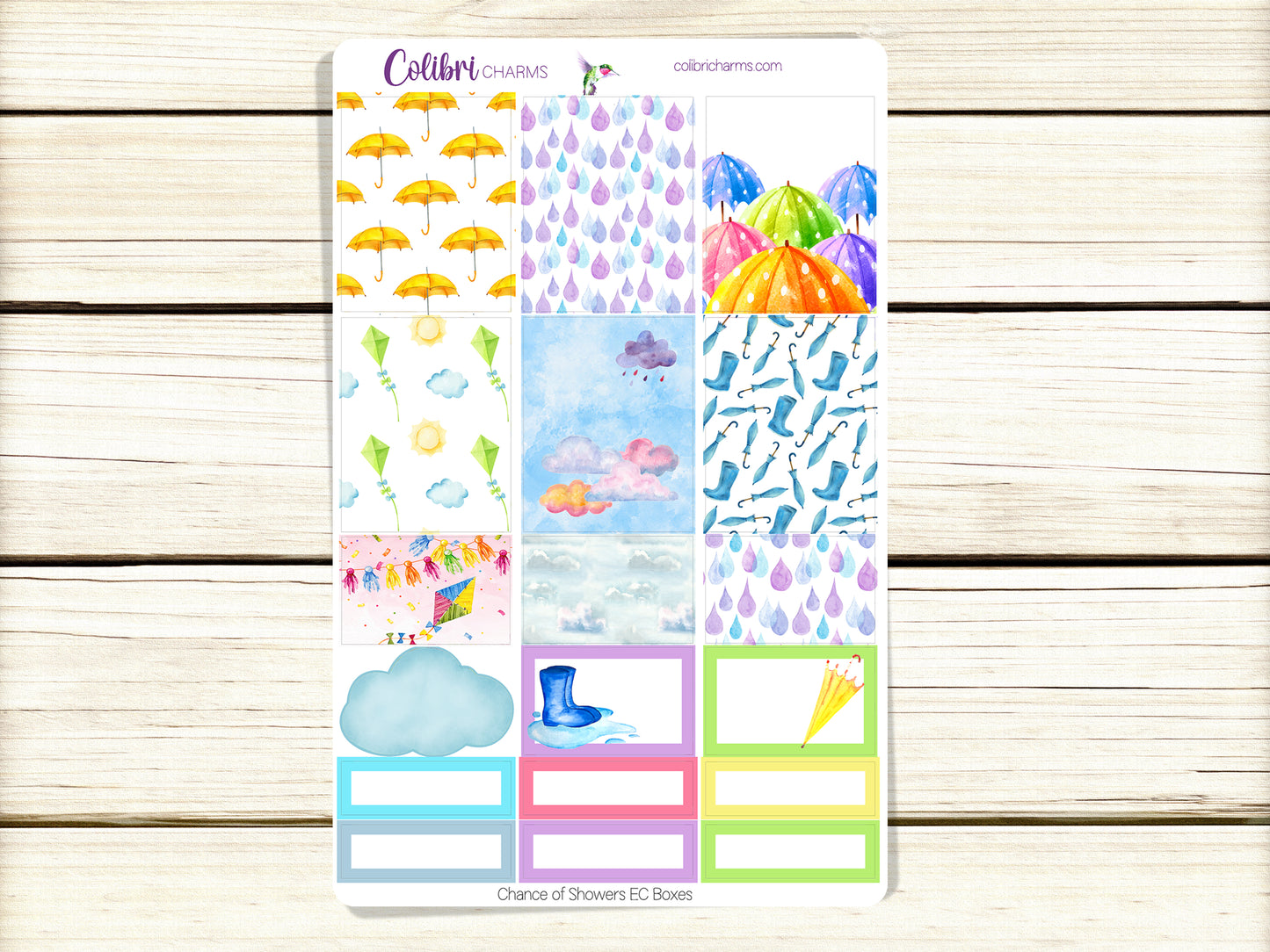 Chance of Showers Box Planner Stickers | Weather Stickers | Rainy Day Stickers | Happy Planner Stickers | Seasonal Planner Stickers