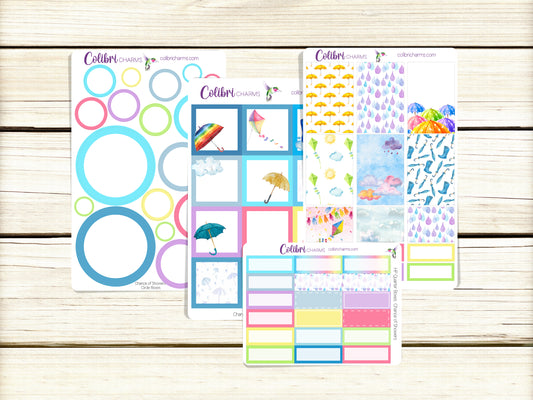 Chance of Showers Box Planner Stickers | Weather Stickers | Rainy Day Stickers | Happy Planner Stickers | Seasonal Planner Stickers