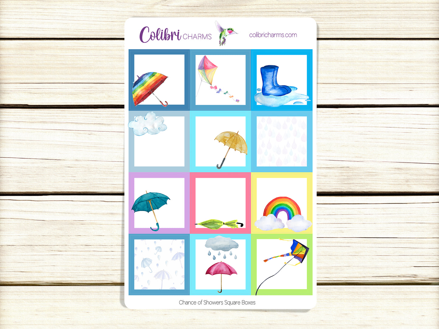 Chance of Showers Box Planner Stickers | Weather Stickers | Rainy Day Stickers | Happy Planner Stickers | Seasonal Planner Stickers