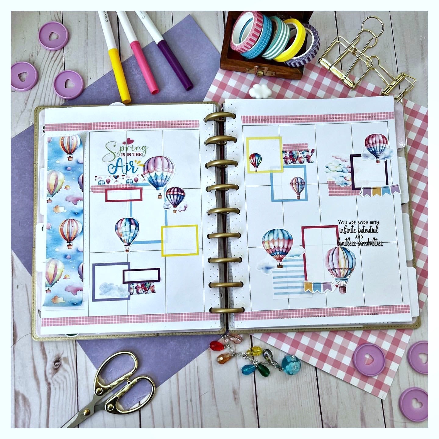 Sky's The Limit Planner Stickers | Hot Air Balloon Deco Stickers | Blue Skies Deco | Spring Summer Planner Sticker Kit | Seasonal Planner Stickers