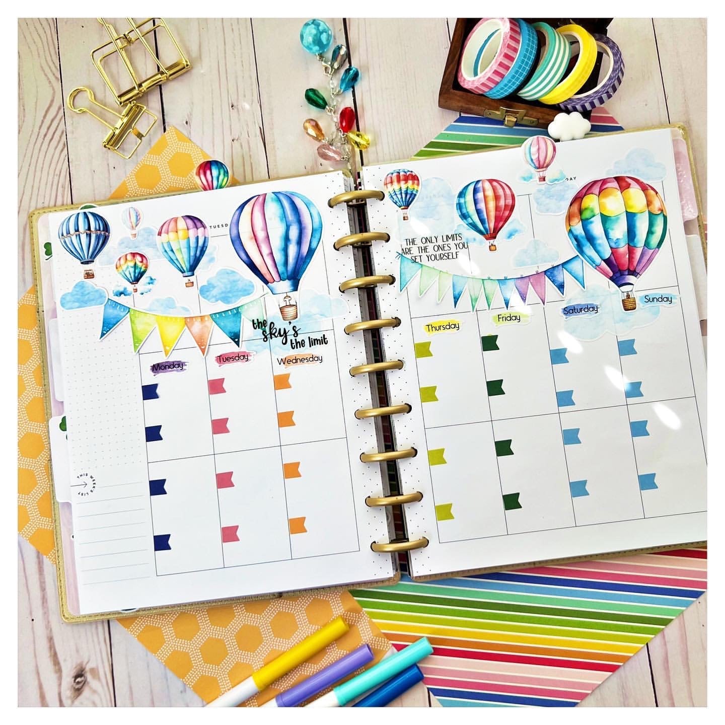 Sky's The Limit Planner Stickers | Hot Air Balloon Deco Stickers | Blue Skies Deco | Spring Summer Planner Sticker Kit | Seasonal Planner Stickers