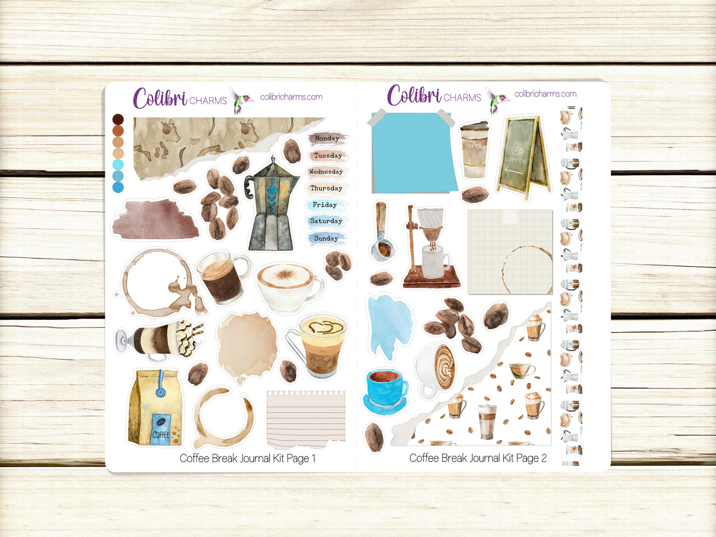 Coffee Break Journal Kit, Planner Stickers, Caffeine Lover Journaling, Coffee Bujo Kit, Seasonal Planner Stickers