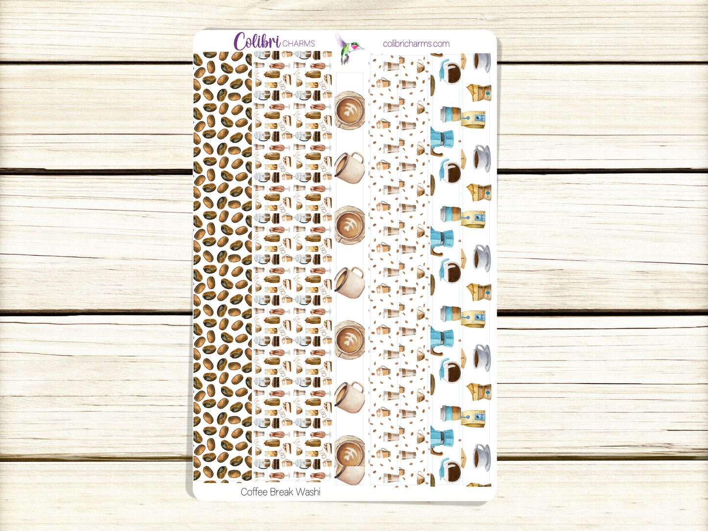 Coffee Break Washi Strip Stickers, Caffeinated Deco, Relax Planner Stickers, Seasonal Planner Stickers