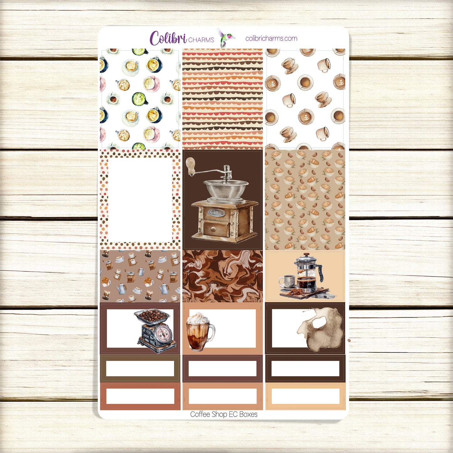 Coffee Shop Box Planner Stickers | Caffeine Lover Happy Planner Stickers | Seasonal Planner | Tea Drinker