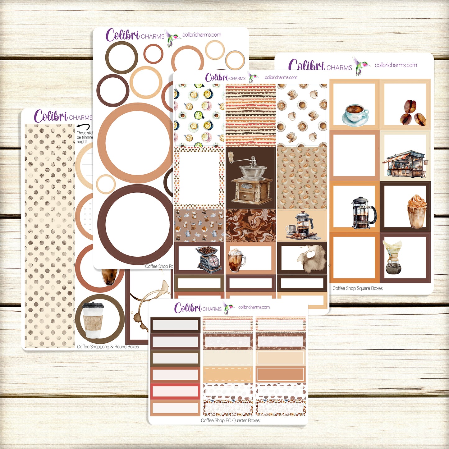 Coffee Shop Box Planner Stickers | Caffeine Lover Happy Planner Stickers | Seasonal Planner | Tea Drinker
