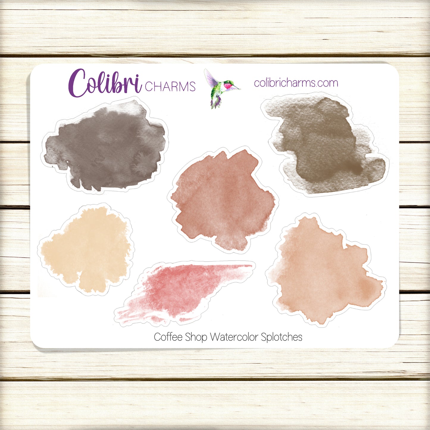 Coffee Shop Watercolor Splotches Planner Stickers | Neutral Paint Swatch Stickers | Planner