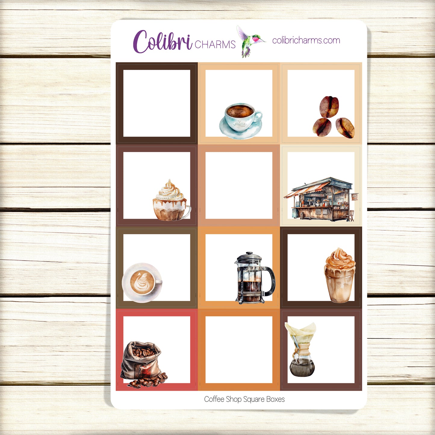 Coffee Shop Box Planner Stickers | Caffeine Lover Happy Planner Stickers | Seasonal Planner | Tea Drinker