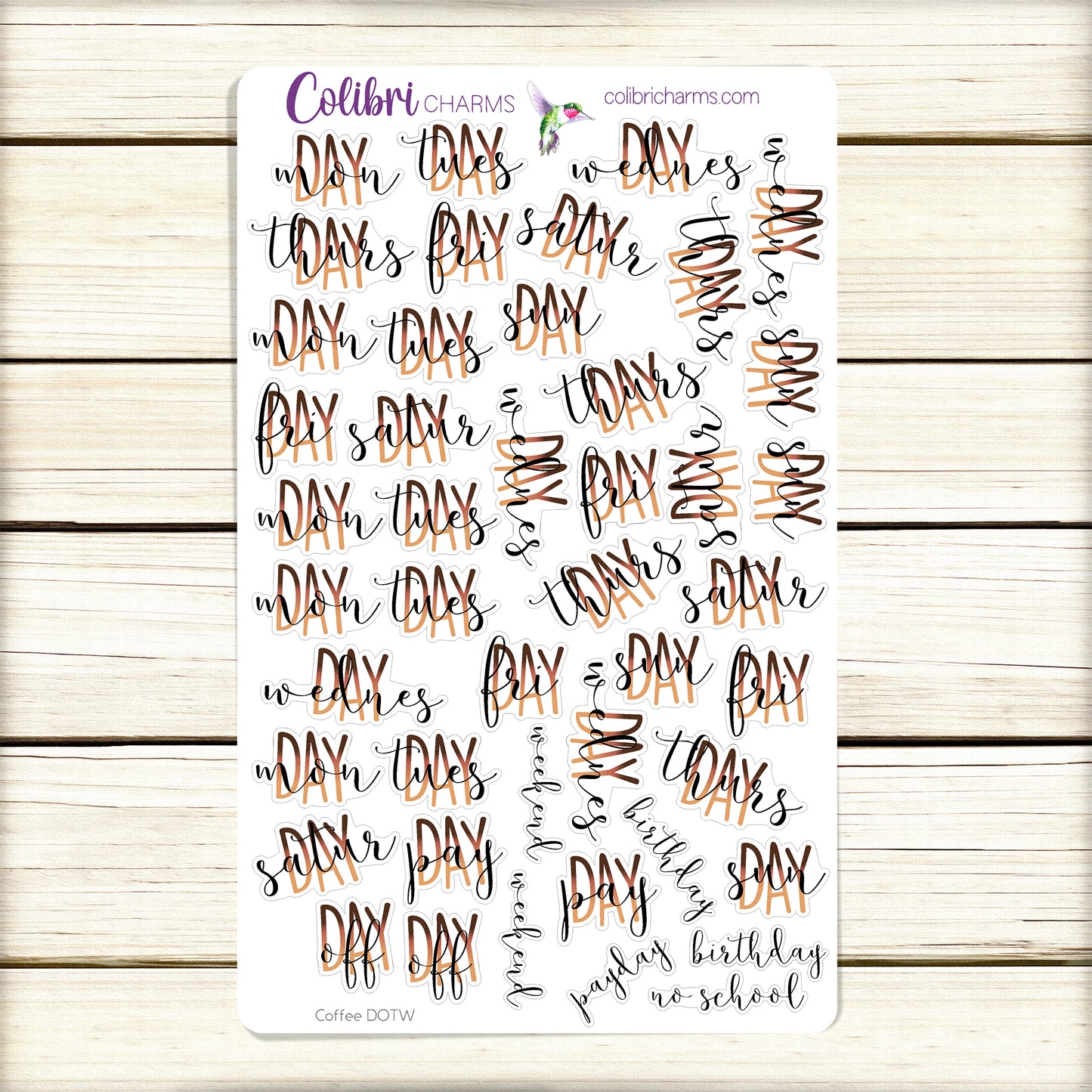 Days of the Week Planner Stickers | Coffee DOTW Stickers | Neutral Daily Stickers | Seasonal Planner Stickers