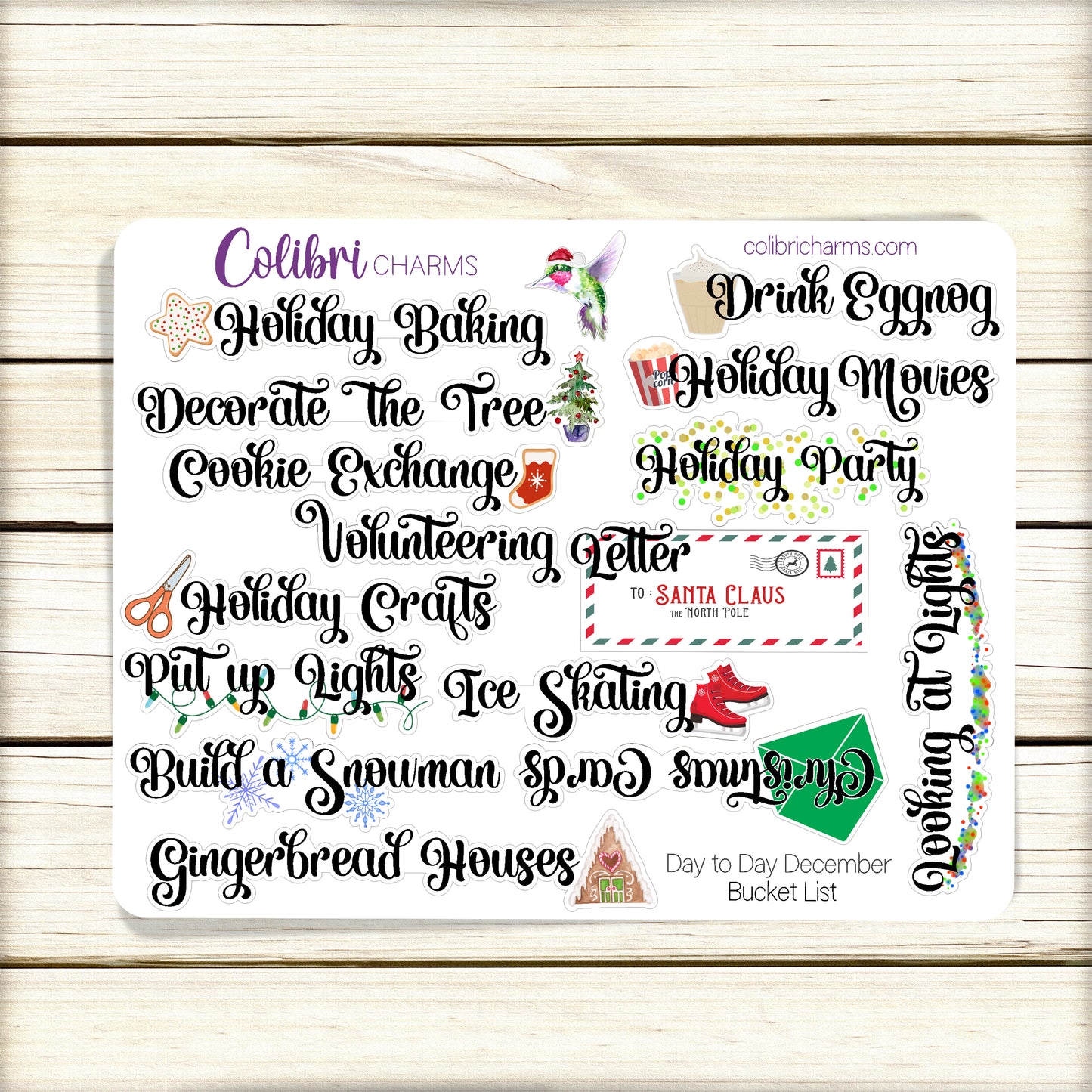 Day to Day December Stickers | Daily December Stickers | Holiday Stickers | Seasonal Planner Stickers