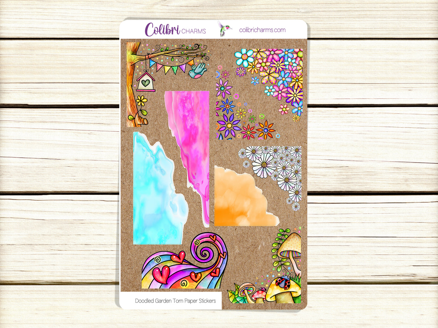 Doodled Garden Corner Stickers | Whimsical Deco Planner Stickers | Fun Corner Friday