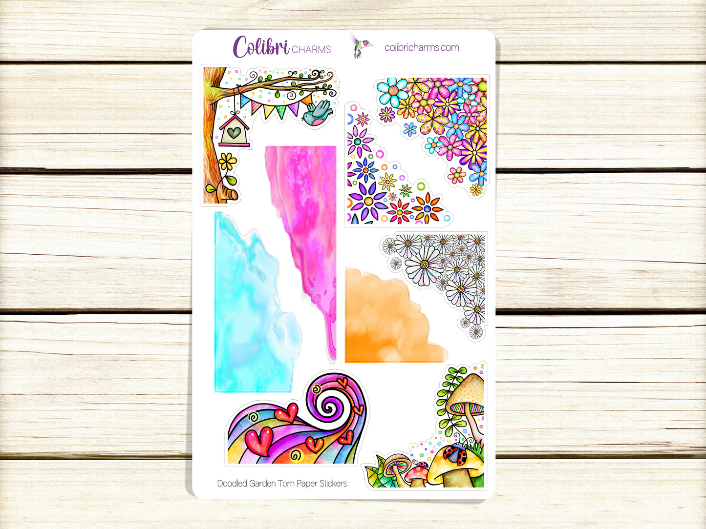 Doodled Garden Corner Stickers | Whimsical Deco Planner Stickers | Fun Corner Friday