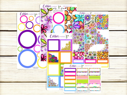 Doodled Garden Box Planner Stickers | Whimsical Flower Happy Planner Stickers | Hand Drawn Seasonal Planner | Functional Planning
