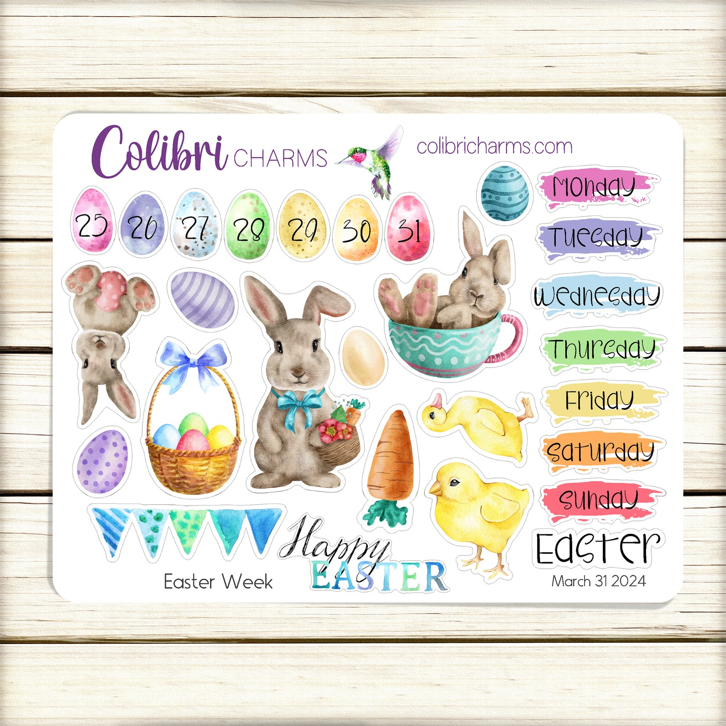 Easter Week Planner Stickers | Watercolor Easter Stickers | Holiday Sticker Sheet | Seasonal Planner Stickers