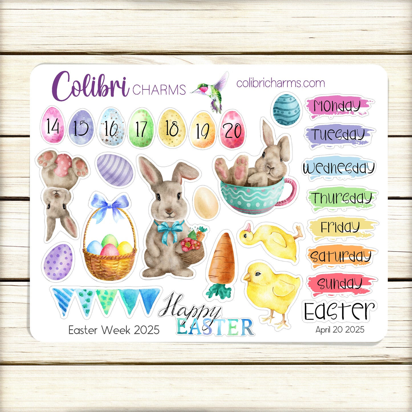 Easter Week Planner Stickers | Watercolor Easter Stickers | Holiday Sticker Sheet | Seasonal Planner Stickers