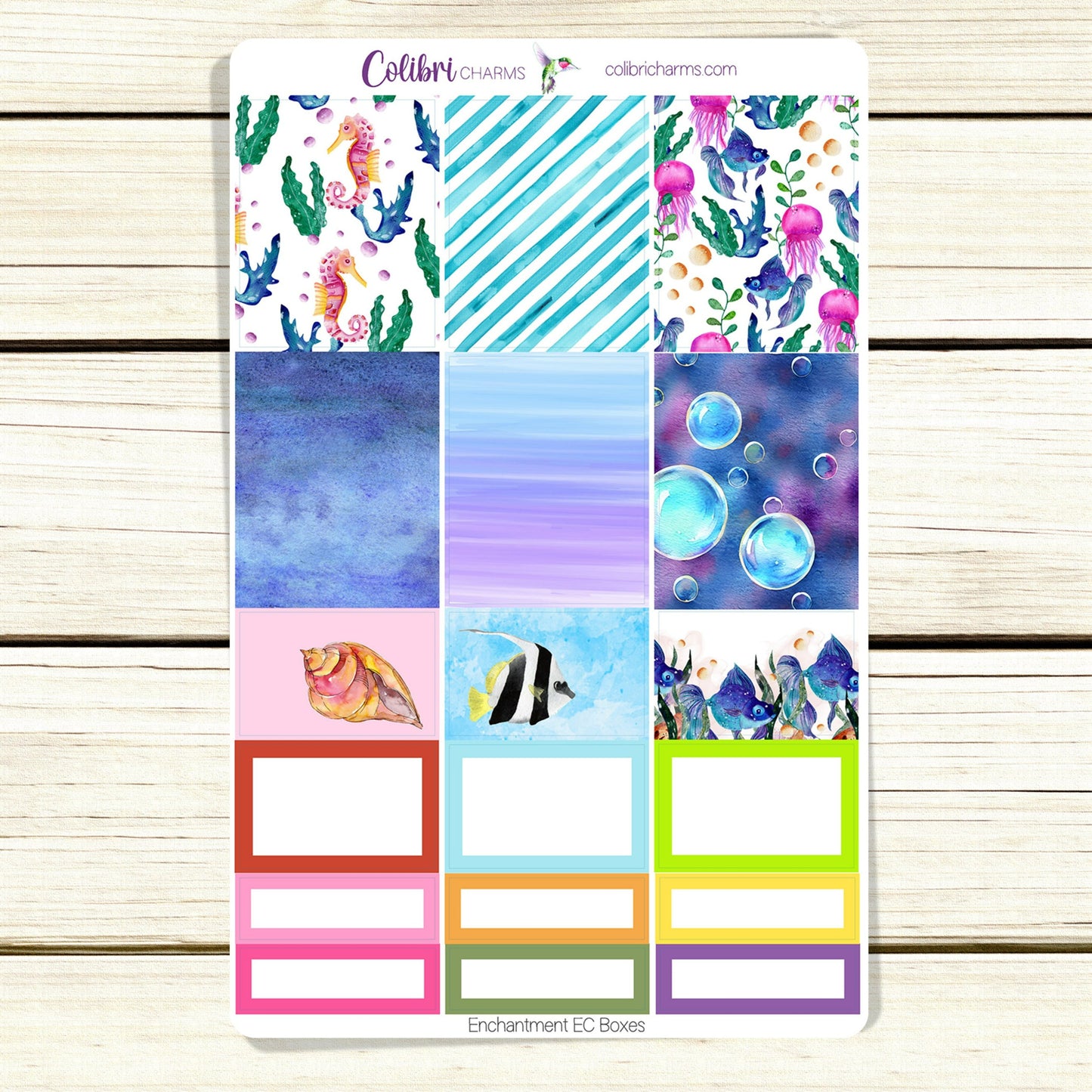 Enchantment Under the Sea Box Planner Stickers | Sea Life Happy Planner Stickers | Seaside | Summer Seasonal Planner |