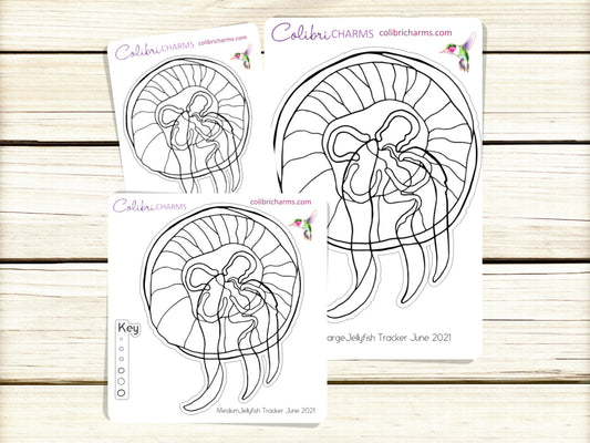 Jellyfish Tracker Stickers | Sea Life Bujo Tracker Stickers | Seaside Mood Tracker Stickers | Seasonal Planner Stickersr
