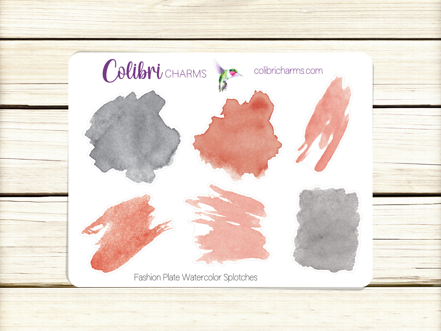 Fashion Plate Watercolor Splotches Planner Stickers, Red & Black Paint Swatch Stickers, Couture Planner